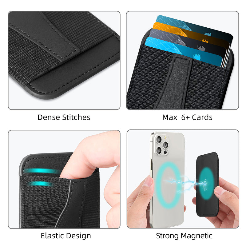 [AUSTRALIA] - HiWe For Magsafe Wallet, Eiffel-Tower Magnetic Card Wallet Holder for iPhone 15/14/13/12 Series, Leather Wallet, Fit 6 Cards, Slim, RFID Blocking, Black A-Black 