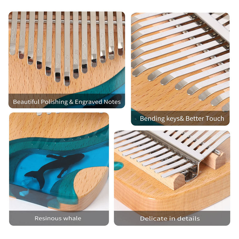 Kalimba Thumb Piano 17 Keys, Portable Mbira Finger Piano Gifts for Adults Music Instrument Thumb Pianos - 17 Keys Blue Kalimba 17 Blue