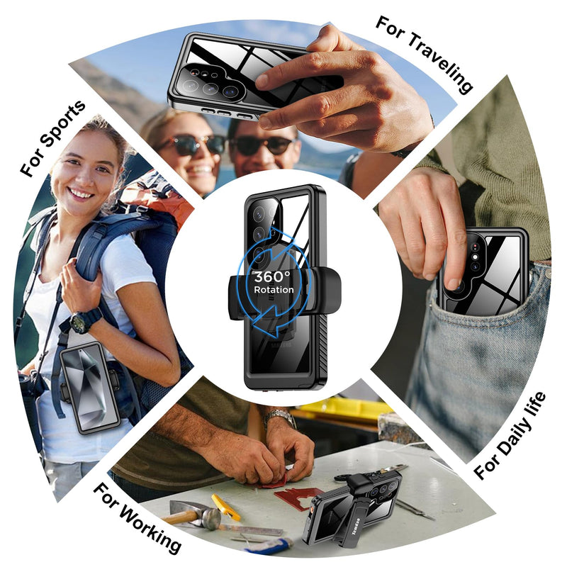 Compatible with Samsung Galaxy S24 Ultra Case Waterproof with Belt Clip Holster Holster, Built-in Lens & Screen Protector Military Grade Shockproof Dropproof Full Body Phone Case