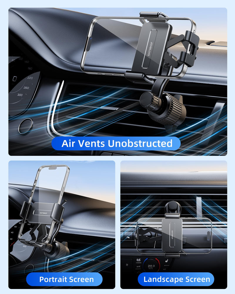 360 Rotatable Car Vent Phone Mount [No Blocking Air Vent] Universal Clip Vehicle Cell Phone Holder Stand Hands Free, Fit for iPhone 17 Pro Max 16 Plus 15 14 13 12 Samsung Google All Phones