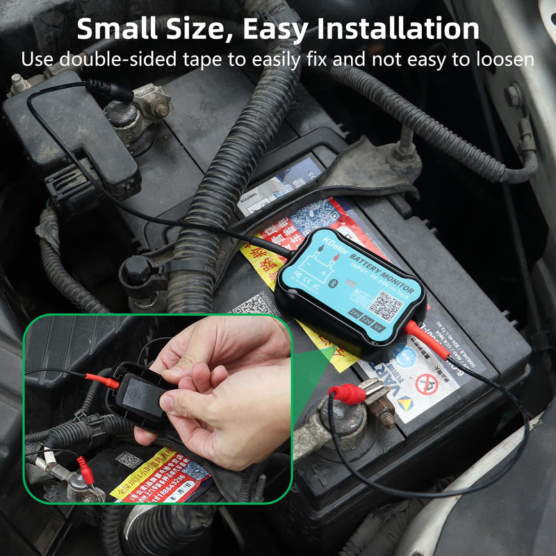 24V 12V 6V Bluetooth Battery Monitor BM7–Work for All Lead-Acid & Lithium Battery with Charging, Cranking System Test & Auto Alarm – Waterproof Voltmeter for Cars, Vans, Trucks, Motorcycles, Boats For 6V-24V Lead-Acid & Lithium Battery