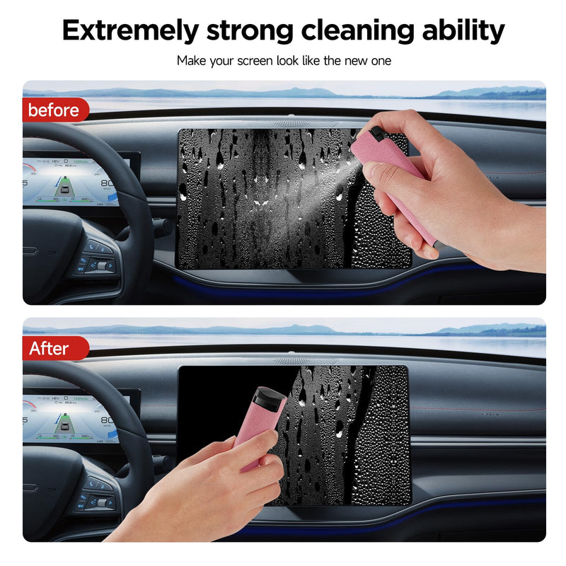 YTT Screen Cleaner, All-in-One Spray & Wipe Cleaner, with Transparent Protective Shell for All Phones, Laptop and Tablet Screens (Pink) Pink