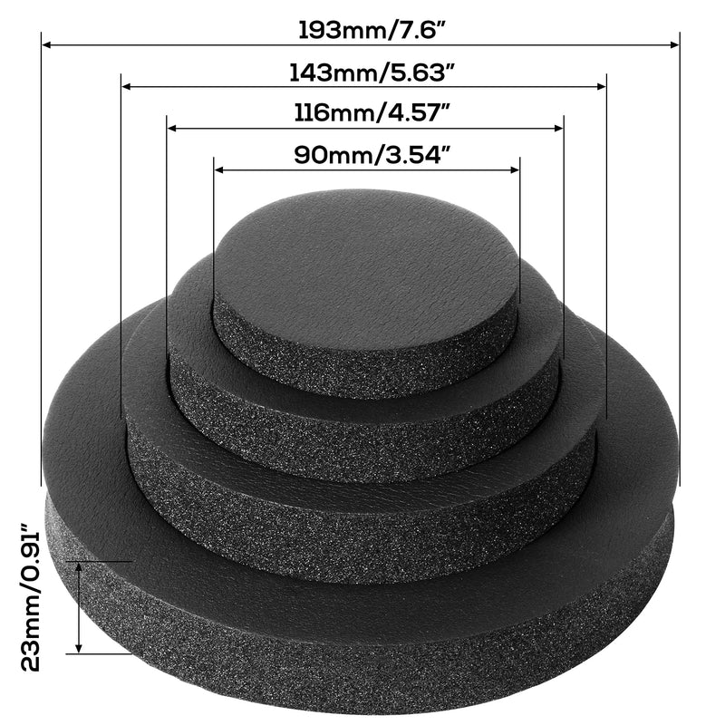 RDBS 6" 6.5" 6.75" Car Speaker Foam Rings Universal Self Adhesive Speaker Fast Rings Sponge Bass Blocker Kit Waterproof High Rebound EVA Foam Speaker Enhancer Baffle（4PCS ） Three ring