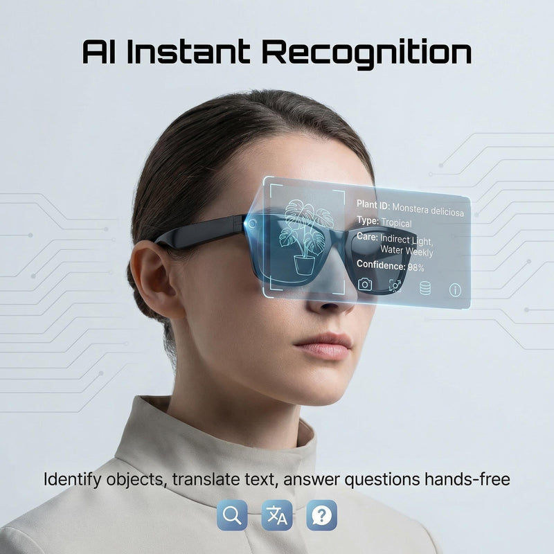 Nexlenz Smart Camera Sunglasses, 8MP POV Video Recording Glasses for Travel, Daily Use & Outdoor Activities, AI Object Recognition, Voice Translation, Bluetooth Audio, Built-in Storage