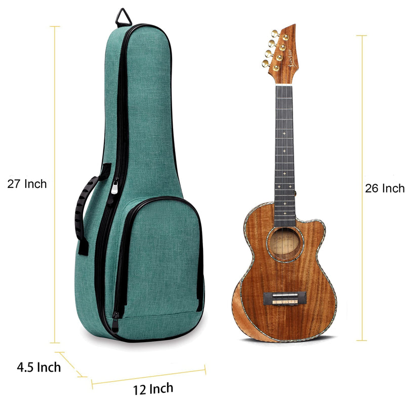 Deviser ukulele case Backpack 12MM Thick Padding ABS Handles uke case 26/27 inch Tenor ukulele gig bag with 3 Felts Picks Sea Blue 26/27 Inch Tenor uke gig bag