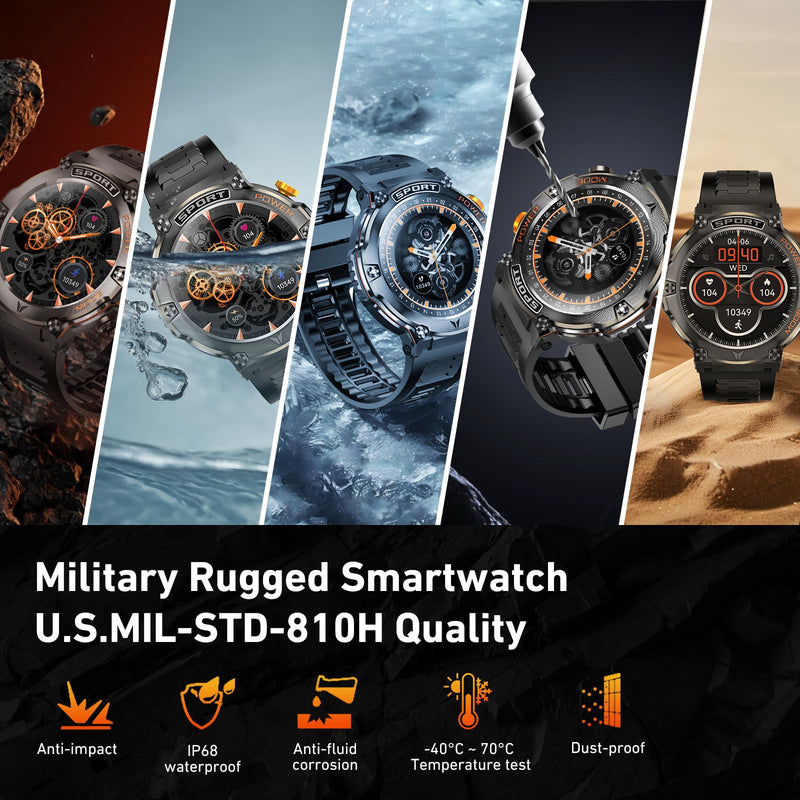 Smart Watches for Men Women, Waterproof Fitness Tracker, 1.43'' AMOLED Touchscreen Smartwatch for Android & iPhone, 150+ Sports Modes, Heart Rate/SpO2/Stress/Sleep Monitor, 2 Bands, Silver
