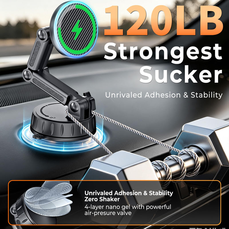 for MagSafe Car Mount Charger, Strong Magnetic Phone Holder for Your Car | Magnetic Adjustable Wireless Car Charger Fast Charging, Stable Phone Mount for Dash/Windshield, fits Phone 17 16 15 14 13 12