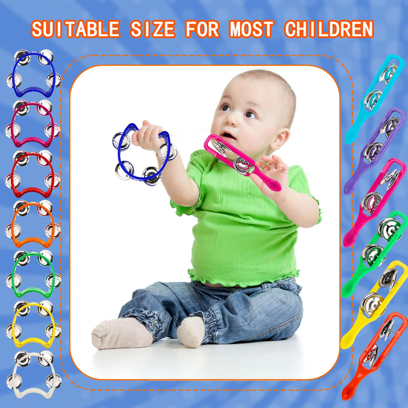 84 Pcs Shaker Musical Instruments for Kids 42 Plastic Handheld Tambourine Bells 42 Colorful Cymbals Percussion Noise Makers Rhythm Toy Set for Church Preschool Classroom