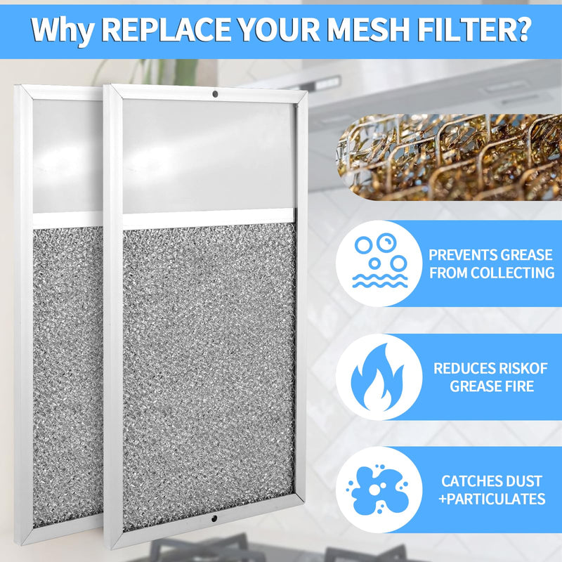 [AUSTRALIA] - Range hood Filter with Light Lens Replacement for Broan R610027 SR610027 1568322 1568323 PM25WW PM25BL AL9245 Aluminum Mesh Grease Lens Range Hood Replacement Filter 7-5/8 x 14-1/8 x 3/8 Inch 2-Pack 
