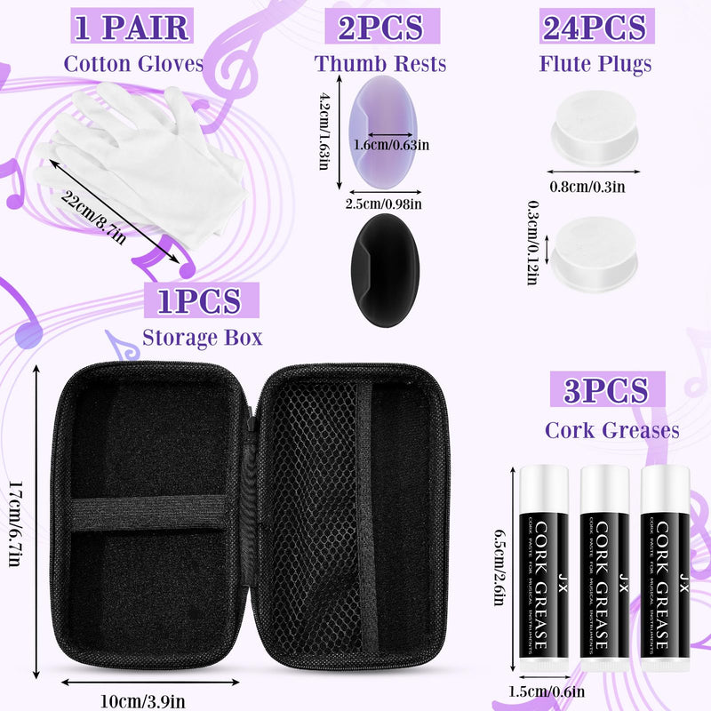 [AUSTRALIA] - 40 Pcs Flute Cleaning Kit Flute Accessories All in 1 Flute Cleaner Kit Maintenance Kit Care Kit with Flute Cleaning Brush Flute Cleaning Rod Flute Swab Flute Plugs Thumb Rest Cushion (Purple) Purple 