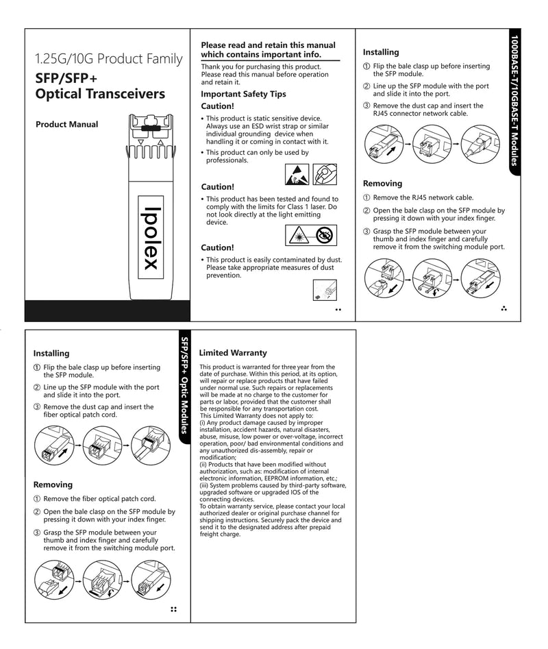 ipolex 10G SR SFP+ Transceiver, 10Gb 850nm Multimode LC SFP Module for Cisco SFP-10G-SR, Meraki MA-SFP-10GB-SR, UniFi UACC-OM-MM-10G, Ubiquiti UF-MM-10G, Mikrotik, Fortinet, TP-Link and More, 4 Pack
