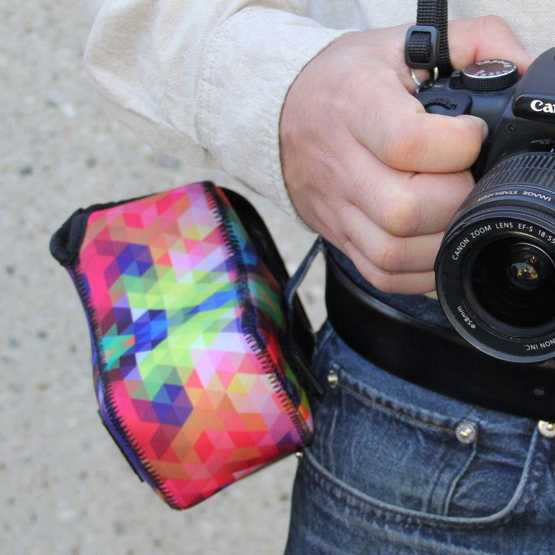 USA Gear Camera Sleeve (Geometric) + Camera Neck Strap (Geometric) - Bundle