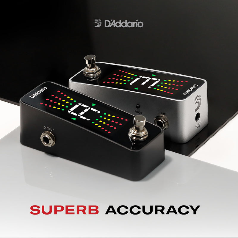 D'Addario Accessories Guitar Tuner Pedal - Chromatic Tuner for Electric Guitars, Bass Guitars and More - Rugged Aluminum Enclosure - Fast and Accurate - True Bypass with Full Color Display Pedal Tuner
