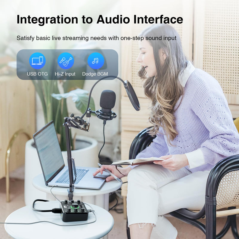 LEKATO Rechargeable Bluetooth Audio Interfaces, USB Audio Interface with XLR Mic, Hi-Z Line, 24bit/96kHz, 48V Phantom Power for Gaming Vocal Streaming Podcast Recording