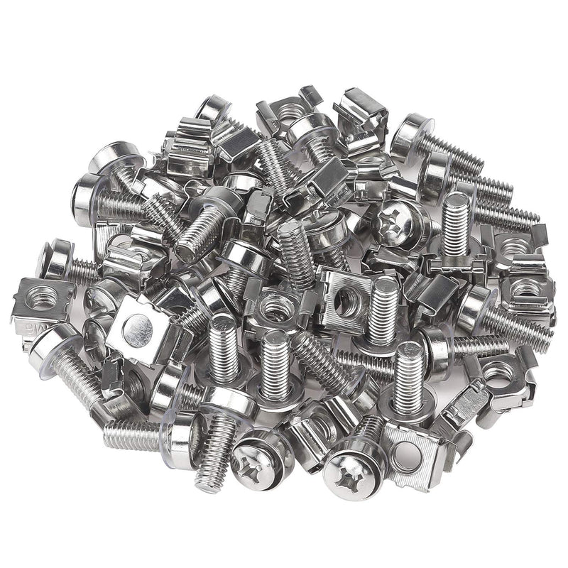 Favordrory 30 Pack M6 x 20mm Rack Mount Cage Nuts, Screws and Washers for Rack Mount Server Cabinet, Rack Mount Server Shelves, Routers (Silver) Silver