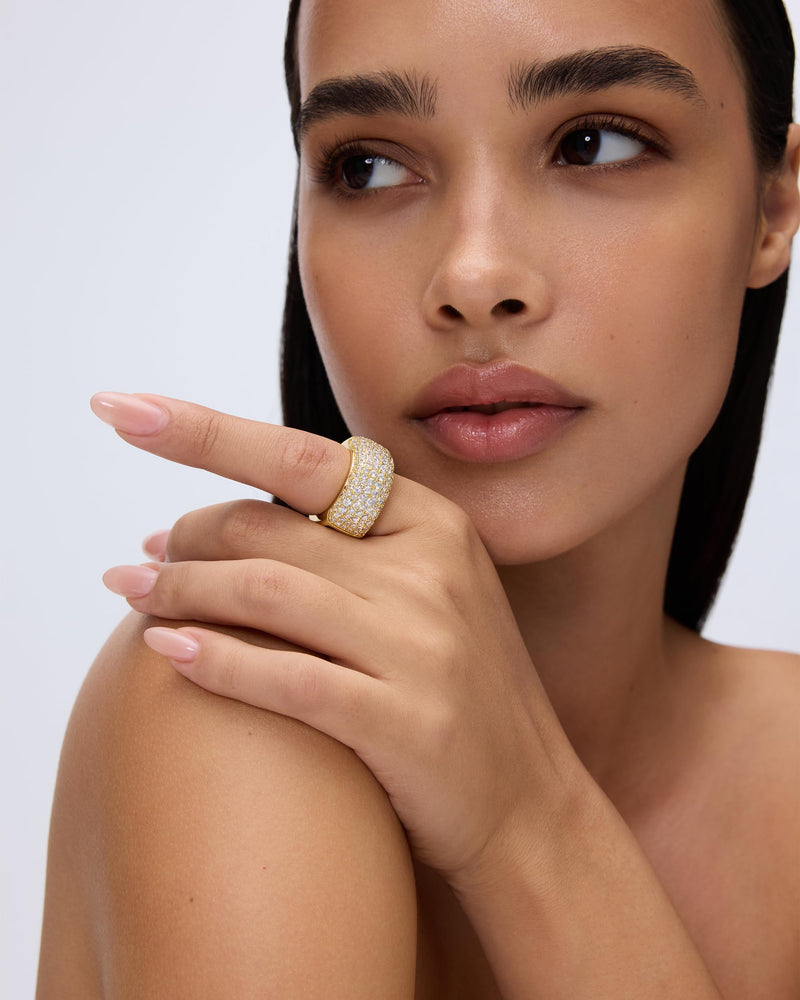 PAVOI 14K Gold Plated Pave Smart Ring Cover Compatible with Oura Ring Gen 4 Yellow Gold 8