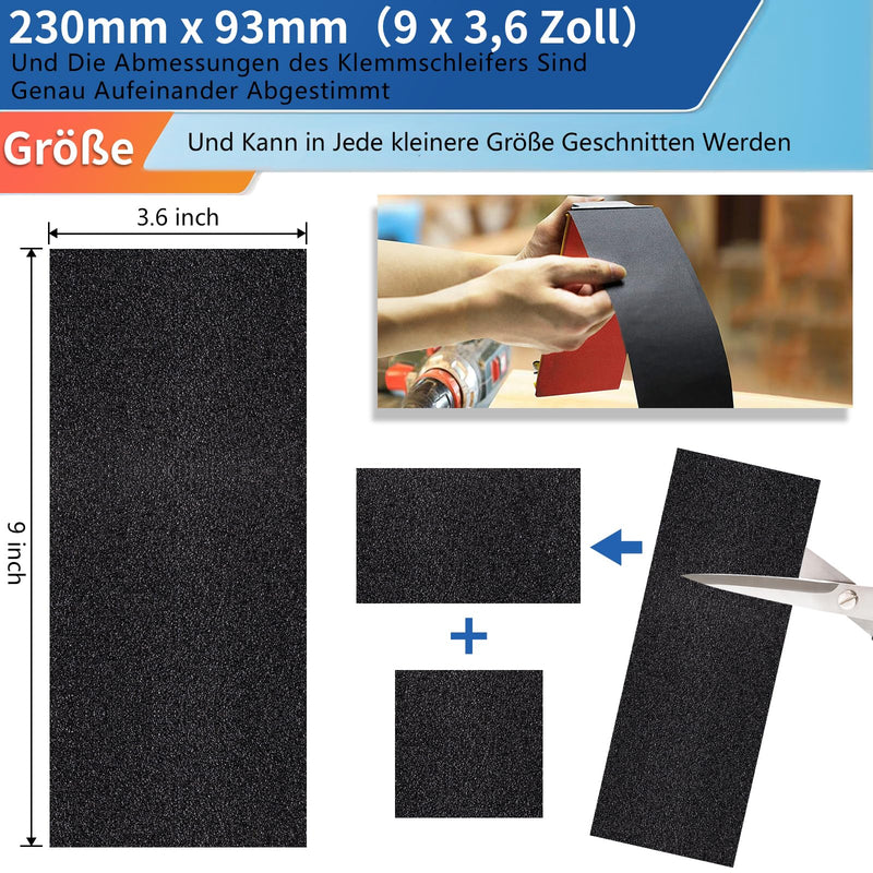 ALPXUXP Sandpaper Set of 48 Wet and Dry Professional Water Emery Paper for Car, Metal, Wooden Furniture, Stone, Varnish, Glass, Grit 120/180/240/400/600/800/1000/1200/1500/2000/3000/5000, 23 x 9 cm (120 to 5000) 48 pieces