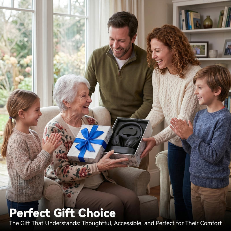 Wireless Headphones for TV Watching, TV Headphones Wireless for Seniors with Versatile Transmitter Charging Dock, Instant Audio Sync, 60-Hour Playtime, Perfect for Parents & Seniors, Black