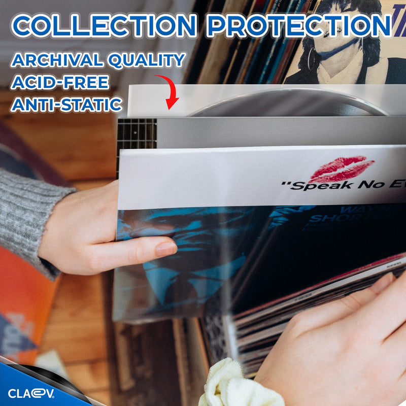 50 Anti Static Inner Record Sleeves for Vinyl LP Records (12 inch, Square, Translucent), Album Record Protective Plastic Covers for Storage 50 Pack