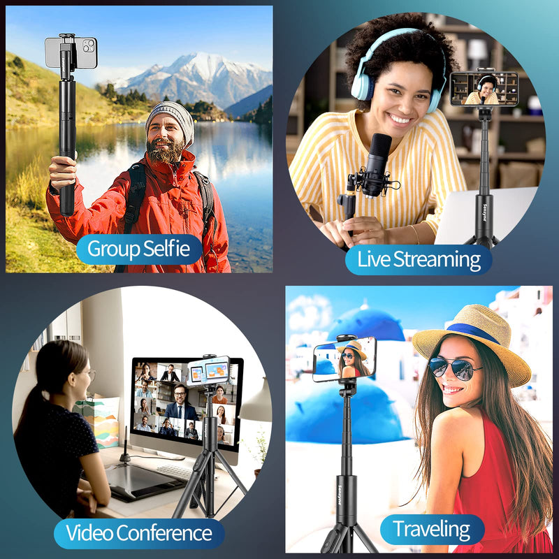 [AUSTRALIA] - Sensyne 60" Selfie Stick & Cell Phone Tripod, Lightweight All in One Phone Tripod Integrated with Wireless Remote Compatible with All Cell Phones for Selfie/Video Recording/Photo/Live Stream/Vlog 