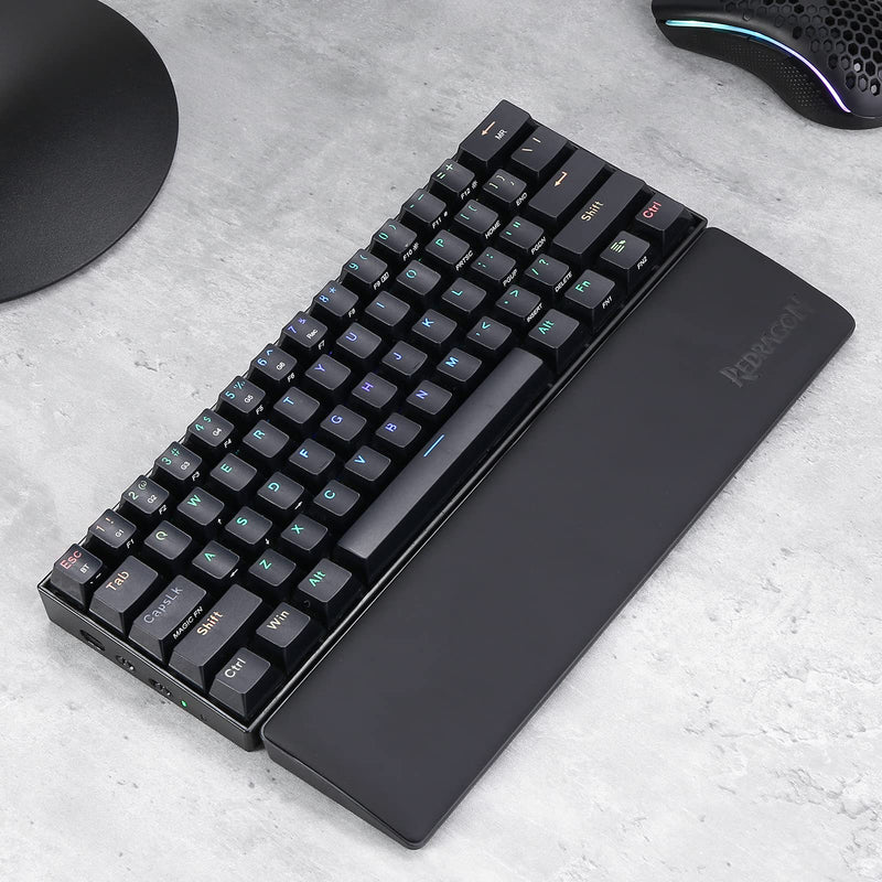 Redragon P035 Meteor S Computer Keyboard Wrist Rest Pad, Ergonomic Soft Memory Foam Wrist Support w/ Anti-Slip Rubber Base, 60% 61 Keys Compact Size 11.38 x 2.87 in, 0.78 inch (20mm) Height, Black 60% Compact