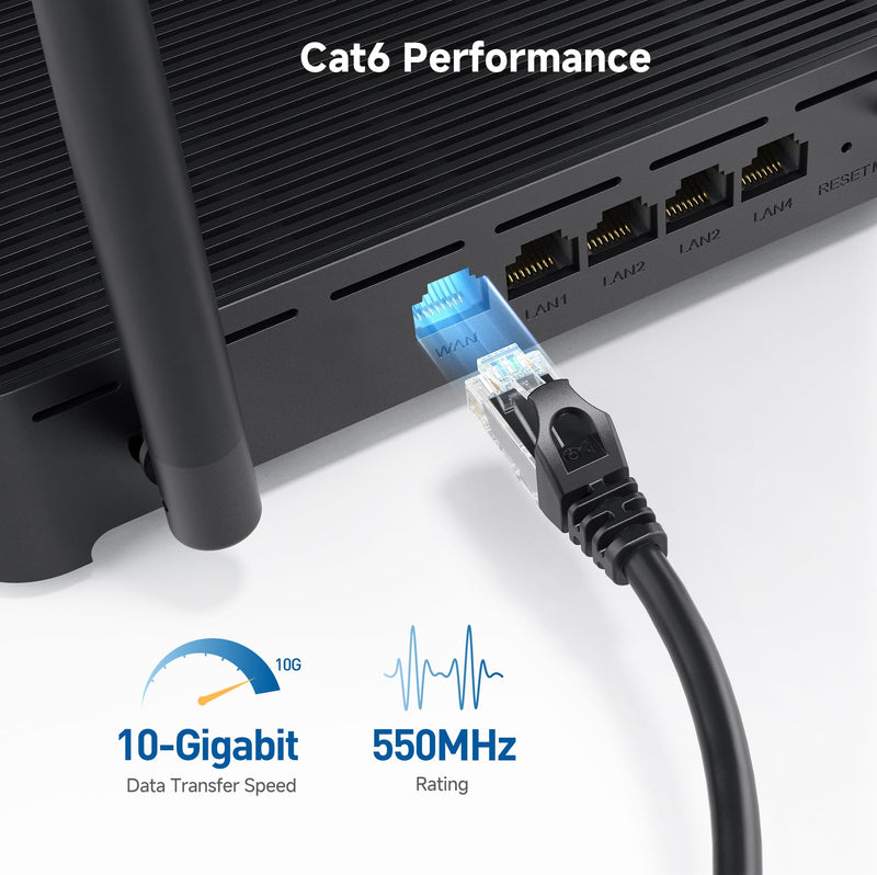 Cable Matters 10Gbps Snagless Short Cat 6 Ethernet Cable 7 ft (Cat 6 Cable, Cat6 Cable, Internet Cable, Network Cable) in Black