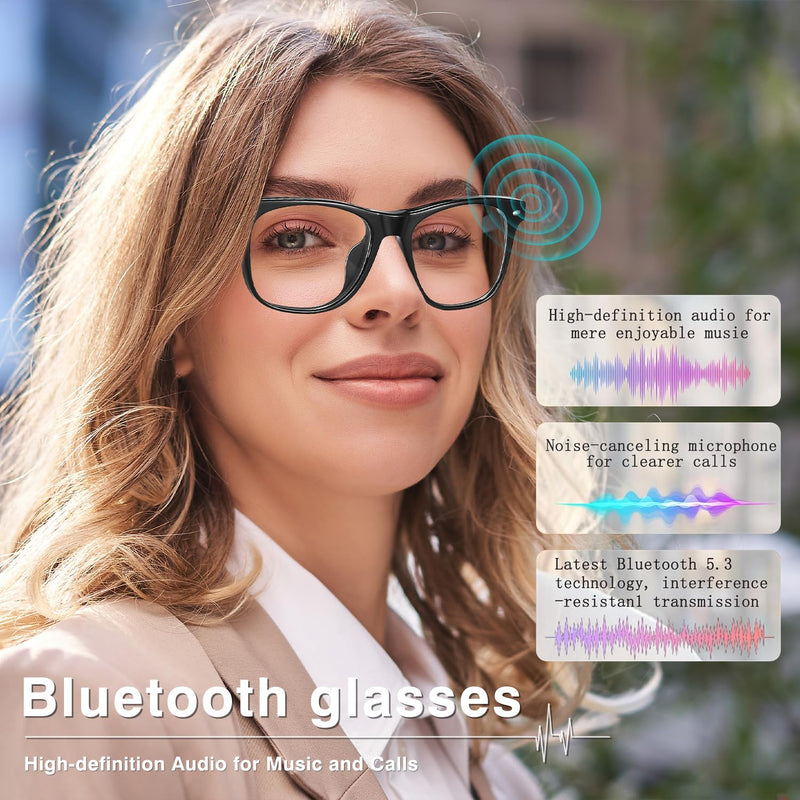 DUCO AI Translation Smart Glasses Bluetooth for Men Women with 160 Languages Headphone Glasses for Meeting MS003