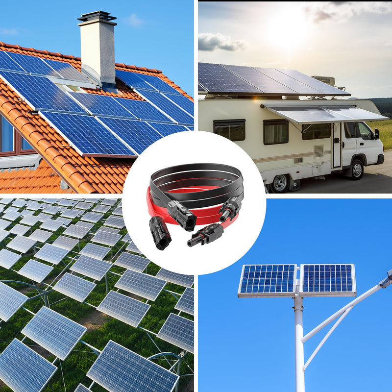 MXRPV Pack of 2 Solar Panel Flat Cable 4 mm², 100 cm Solar Cable Window Feed-Through Flexible PV Flat Cable for Balcony Power Station and Solar Power Station 100cm-2 Stück