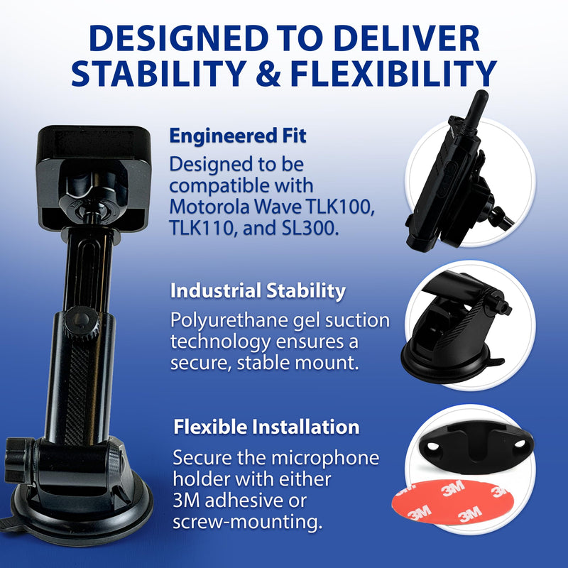Lido Windshield Dash Mount for Motorola Wave TLK110 TLK100 and SL300 with Mic Holder