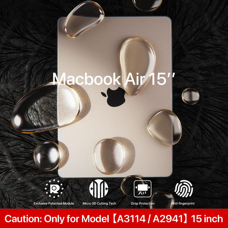for MacBook Air 15 inch Case M3 M2 2024 2023 New [100% Match Official Color] [Ultra Thin Armor] Hard Shell + Translucent Keyboard Cover for Laptop Model A3114 A2941 - Starlight Clear