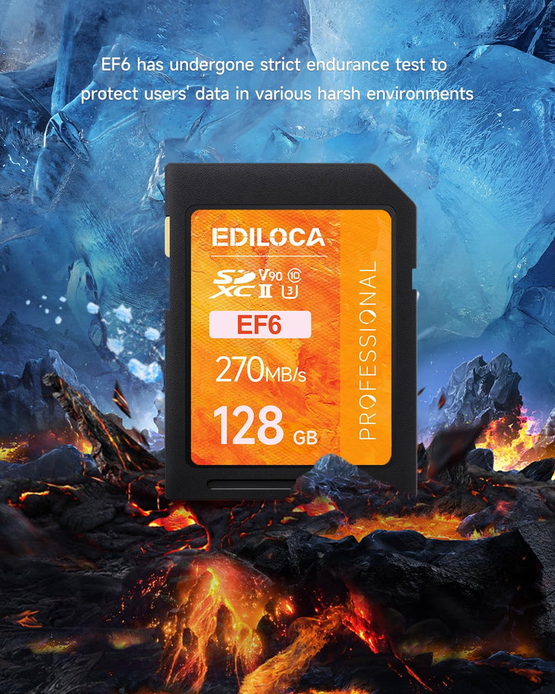 [AUSTRALIA] - EF6_128GB UHS-II SD Card UHS-II Memory Card Fast Storage, Read Speed 300MB/s, Write Speed 250MB/s, C10, U3, V90, 4K, 8K-UHD, SD Card, Must-Have for Professional Photographers 128GB EF6 -300MB/s 
