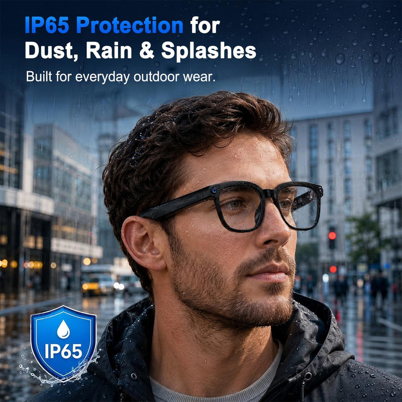 AI Smart Glasses with Camera, 4K Anti-Shake Video & Photo Capture. | Real-Time Translation, Object Recognition, AI Assistant, Open-Ear Audio, Smart Glasses with Camera and Bluetooth, Black