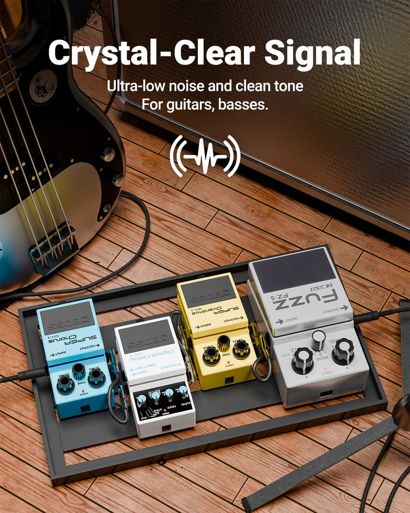 VCELINK 6.5 Inch Guitar Patch Cables, 1/4" TS Right-Angle Nickel-Plated Pedalboard Patch Cords with Dual-Layer Shielding, Noise-Free High-Fidelity Signal (6 Pack) 6 Pack