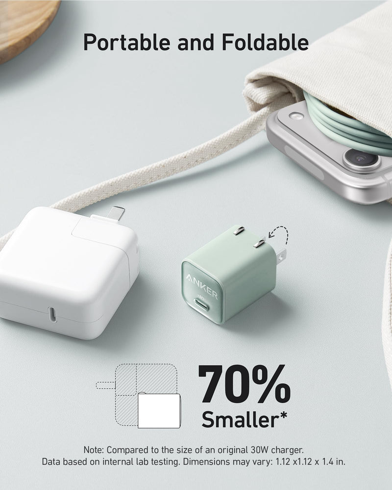 Anker Go Kit, Nano USB-C Cable, 240W Flexible Braided Cord, Nano Charger, 30W USB-C GaN Charger, Fast Charging for iPhone 17 Series, MacBook Pro, and More (Purple, 6 ft