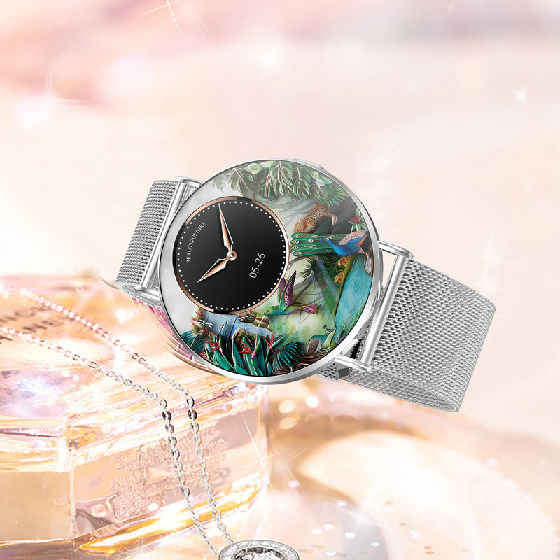 Ultra-Slim Smart Watches for Women(Call/2 Bands/All Metal),41mm, 1.32" AMOLED Ultra-Clear Screen Fitness Tracker with SpO2/Heart Rate/Sleep Tracking,Waterproof Smart Watch for iPhone/Samsung/Android Silver