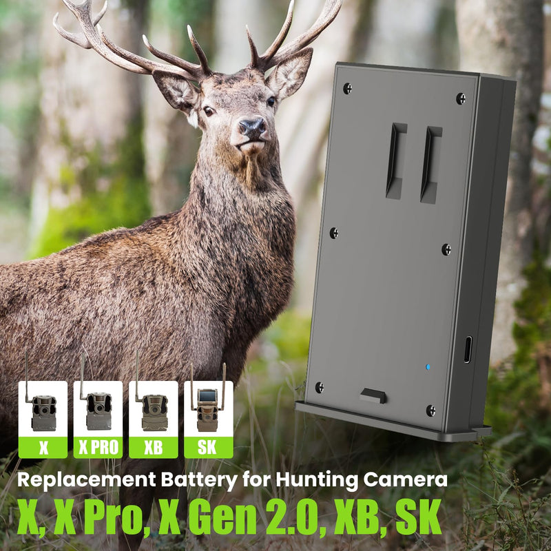Rechargeable Lipo Lithium Battery Pack Trail Camera Battery Compatible with Reveal Hunting Camera X, X Pro, Pro 3.0, X Gen 2.0 3.0, XB, SK (Pack of 2, 6000mAh) Pack of 2