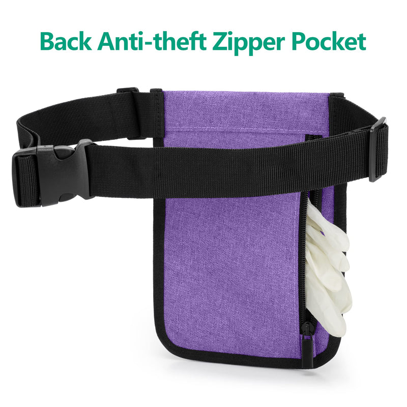 [AUSTRALIA] - Trunab Nurse Waist Pack with Multiple Pocket Pockets for Medical Accessories such as Scissors, Tape, Stethoscope, Thermometer, Nursing Bag, purple, 1 