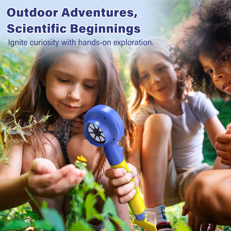 [AUSTRALIA] - Kids Wonder Quest Microscope Camera with Bug Catcher, 2" Screen Portable Handheld Microscope for Kids, HD 500X STEM Science Toy with LED Lights, for Age 3-12 Girls & Boys Birthday Gifts (Blue) Blue 