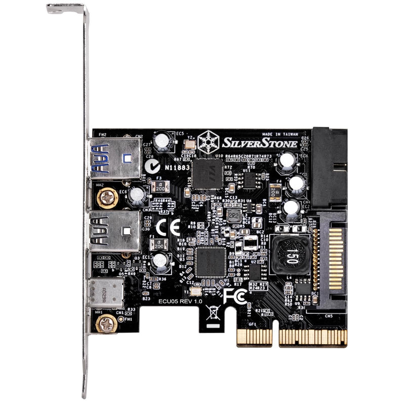 SilverStone Technology USB 3.1 and 3.0 PCIe Card with External Type C and Internal 19 Pin Connector ECU05, TAA Compliant