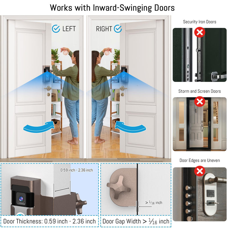 [AUSTRALIA] - Anti Theft Ring Doorbell Mount: Metal Ring Apartment Door Mount Blink Doorbell Camera Holder No Drill - Renter Friendly Ring Doorbell Mount No Damage ‎Frosted Bistre 