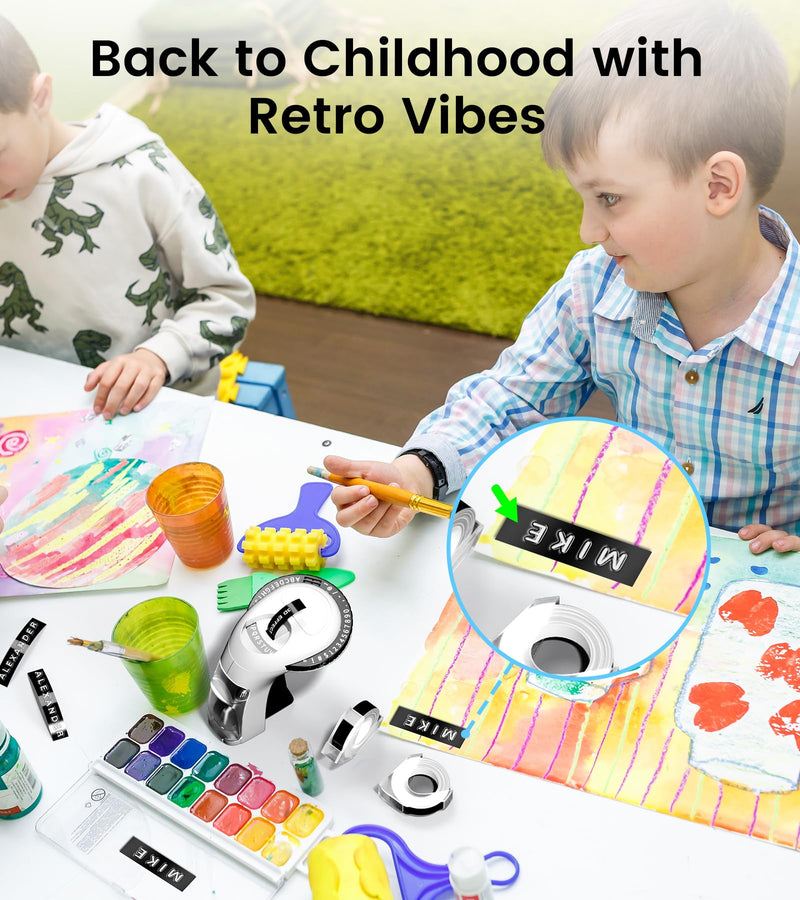 [AUSTRALIA] - Embossing Label Maker Machine with Tapes, Vintage Embossed Label Maker, Retro Embossing Machine with 3 Rolls 3D Embossing Label Tapes Waterproof for Home Office Kids DIY Crafting, Black 