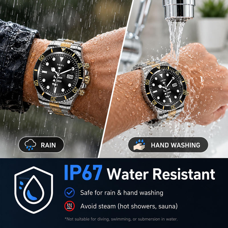 findtime Smart Watch for Android Phones Answer Make Calls SMS Reminder Smartwatch Compatible iPhone Bluetooth Stainless Steel Fitness Watch Men Smart Watches for Men Reloj Inteligente black gold