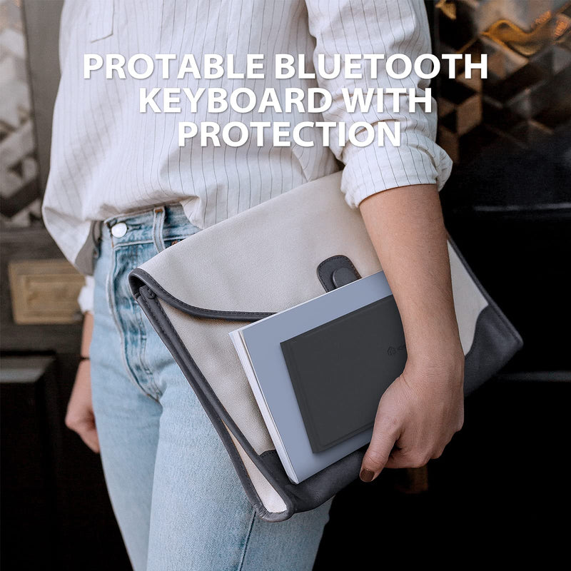 Portable Keyboard, iClever BK06 Foldable Bluetooth Keyboard, Multi-Device Wireless Folding Keyboard, Ultra Slim Ergonomic Design with Stand Holder for iPhone, iPad, Smartphone, Tablet, Laptop