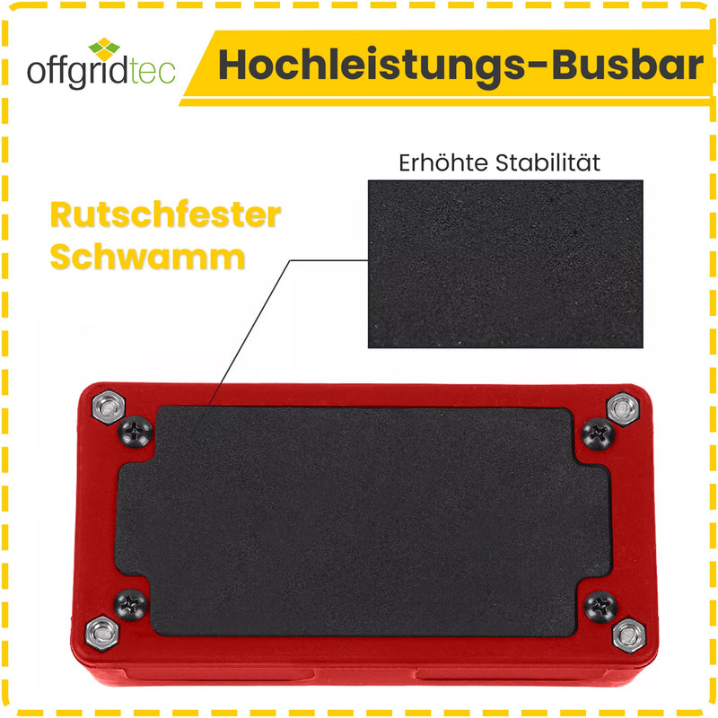 Offgridtec BusBar Box Red 4 x M8 Connection Bolts Including Cover and Mounting Screws Busbar Box 4 x M8 mit Abdeckung Rot