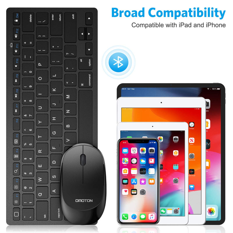 OMOTON Bluetooth Keyboard and Mouse Combo, Wireless Keyboard Mouse for iPad Pro 12.9/11, iPad 9th/8th/7th Gen, iPad Air 4, All iPad (iPadOS 13 and Above), and Other Bluetooth Enabled Devices (Black) Black
