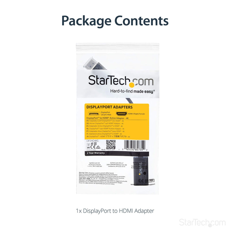 [AUSTRALIA] - StarTech.com DP2HD4KS DisplayPort to HDMI 4K Audio/Video Converter 4K30Hz 4K HDMI Single 