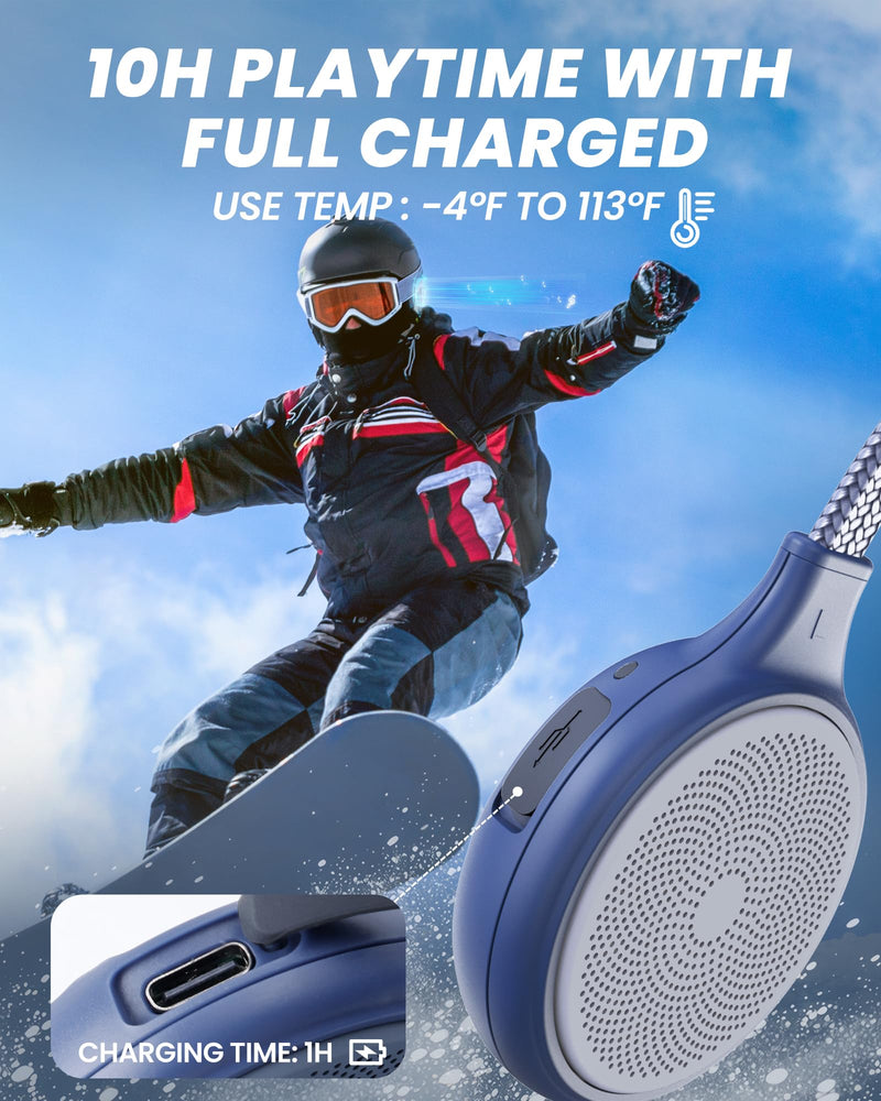 OutdoorMaster Ski Helmet Drop-in Headphones Wireless Bluetooth | 5.3 Wireless Bluetooth, Drop-in Headphones HD Speakers, Big Button, 10H Working Time, Audio-Ready Helmet Compatibility Blue