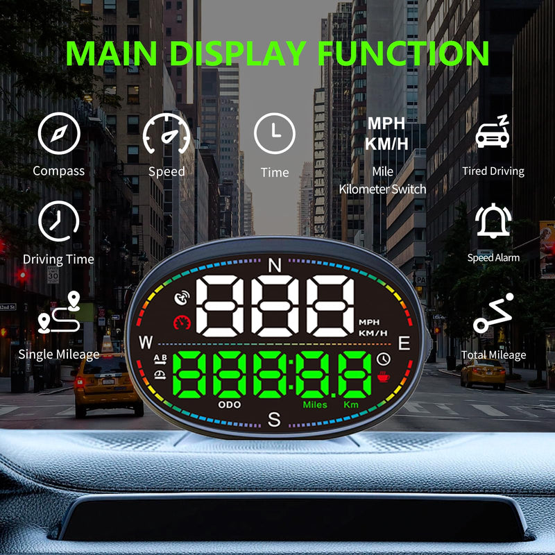 Digital Speedometer for Car,GPS Speedometer for Car,HUD Speedometer MPH,Speedometer Gauge,Head Up Display for Car,with Compass,Over Speed Alarm,USB Connect Plug and Play