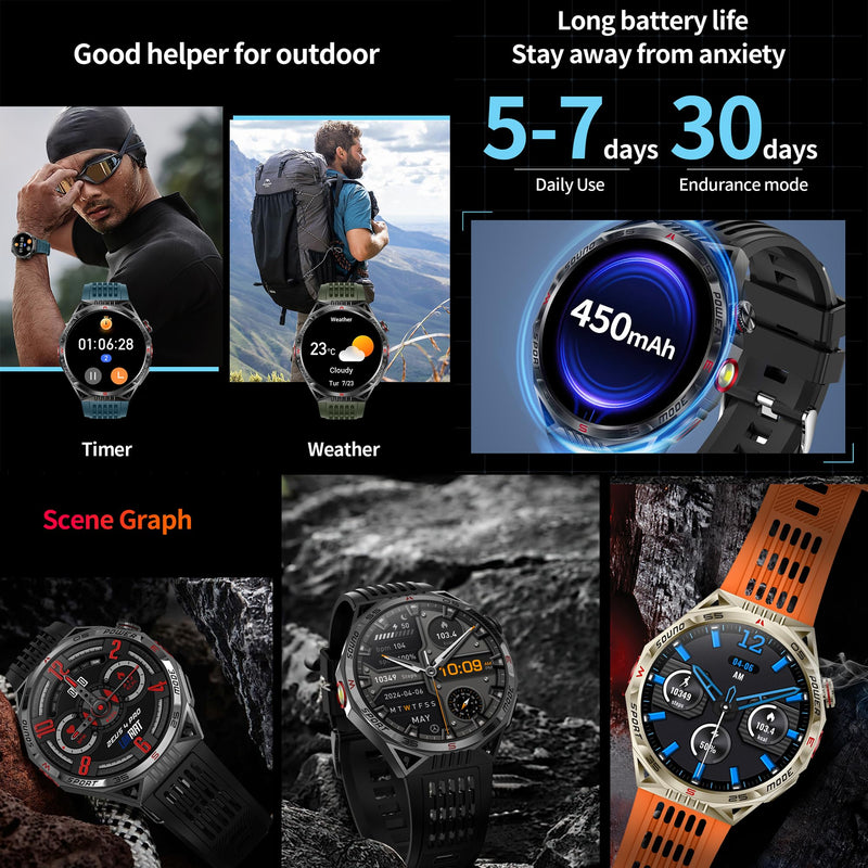 1.85”AMOLED Smart Watch for Men(Answer/Make Calls), LED Lighting, 5ATM Waterproof Fitness Watch with Heart Rate, SpO2, Blood Pressure, Bluetooth Smartwatch for Android iPhone, with 3 Bands (Silver) Silver
