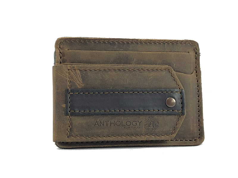 Anthology Gear Compact Full Grain Leather Wallet with Guitar Pick Holder (Whiskey Brown) Whiskey Brown